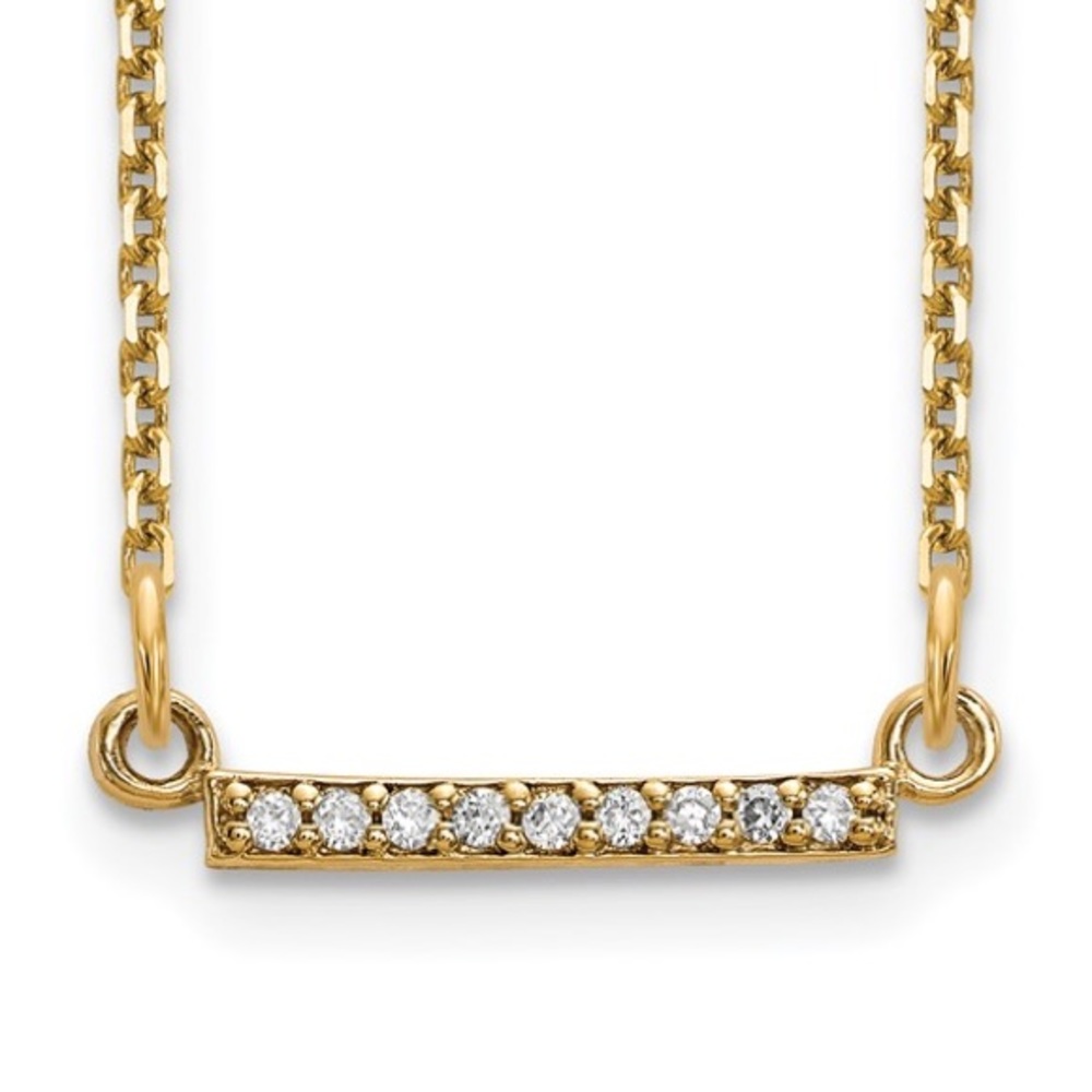 14 karat yellow or white gold diamond bar necklace